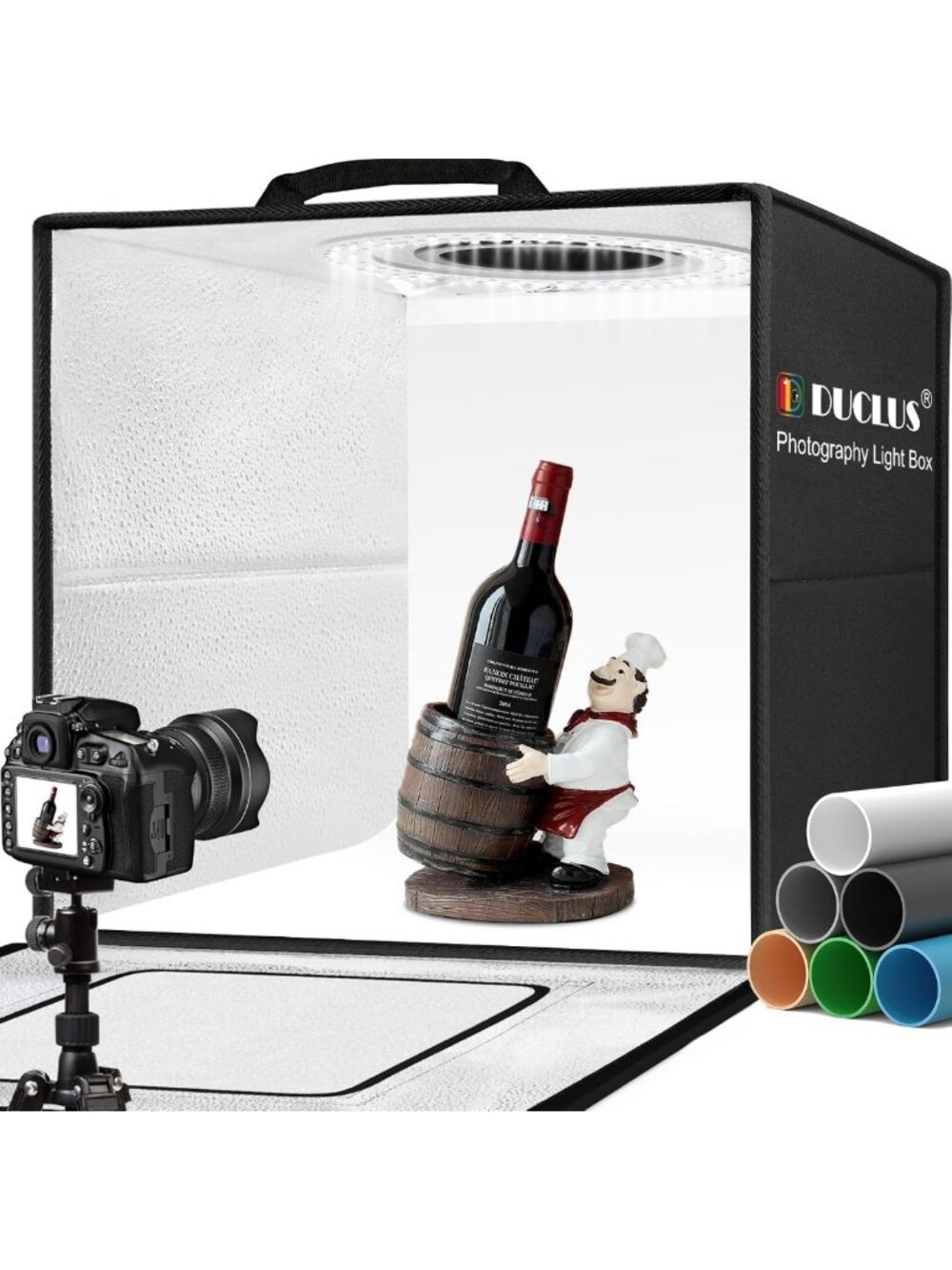 Large Portable Light Box Photo Studio Kit - Dimmable LED Tent with 6 Backdrops